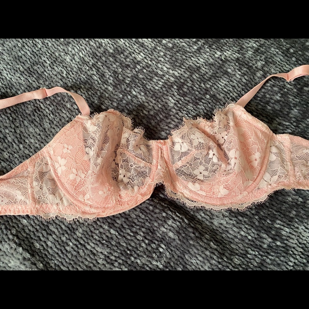 Pink lace rose bra
